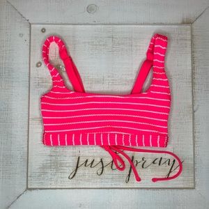 Hot Pink Striped Bikini Top